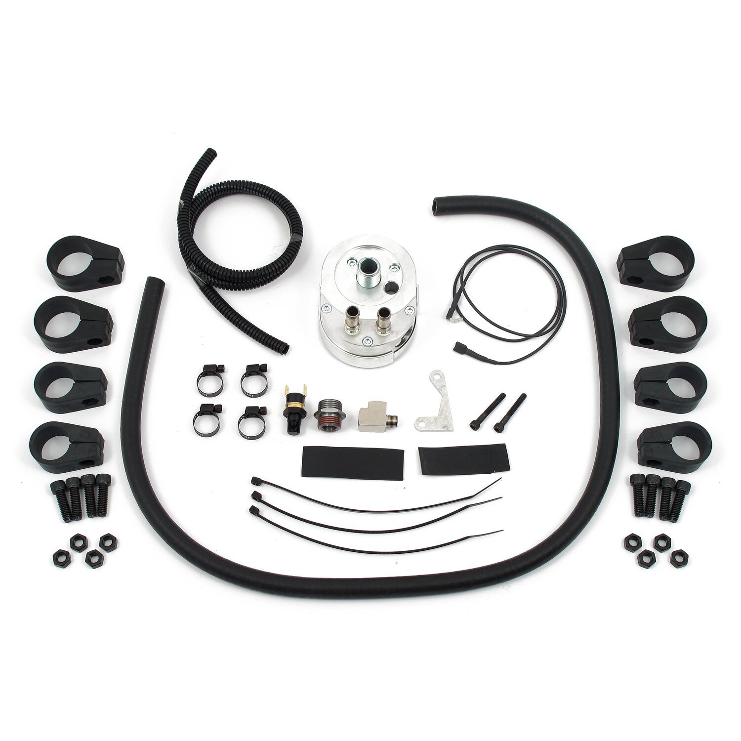 Jagg, oil cooler kit. Vertical mount, 10 row, Fan, Black