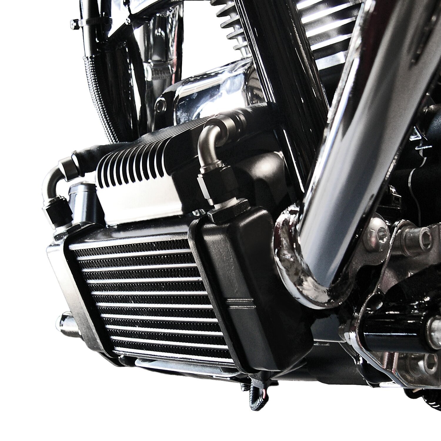 Jagg, oil cooler kit. Low mount - Horizontal - 10 row, Black