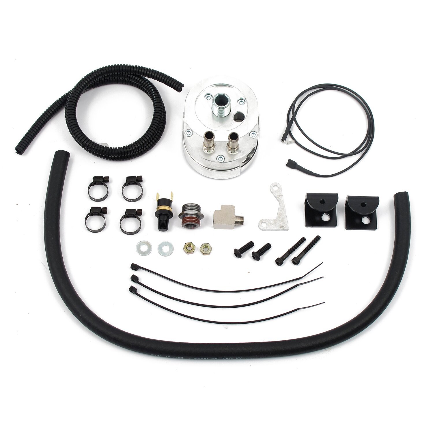 Jagg, oil cooler kit. Low mount - Horizontal - 10 row - Fan, Black