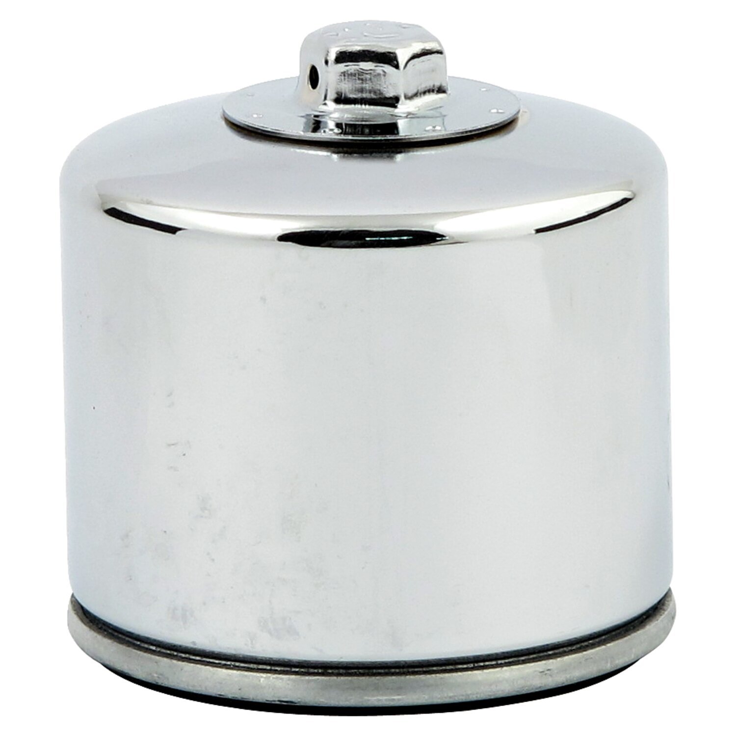 K&N, spin-on oil filter with top nut, Chrome