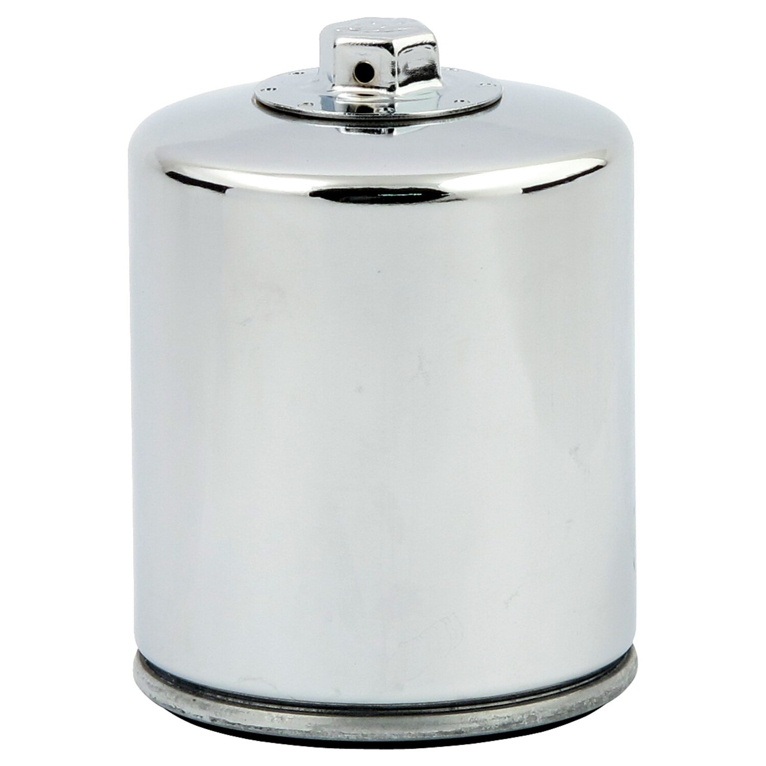 K&N, spin-on oil filter, with top nut, Chrome
