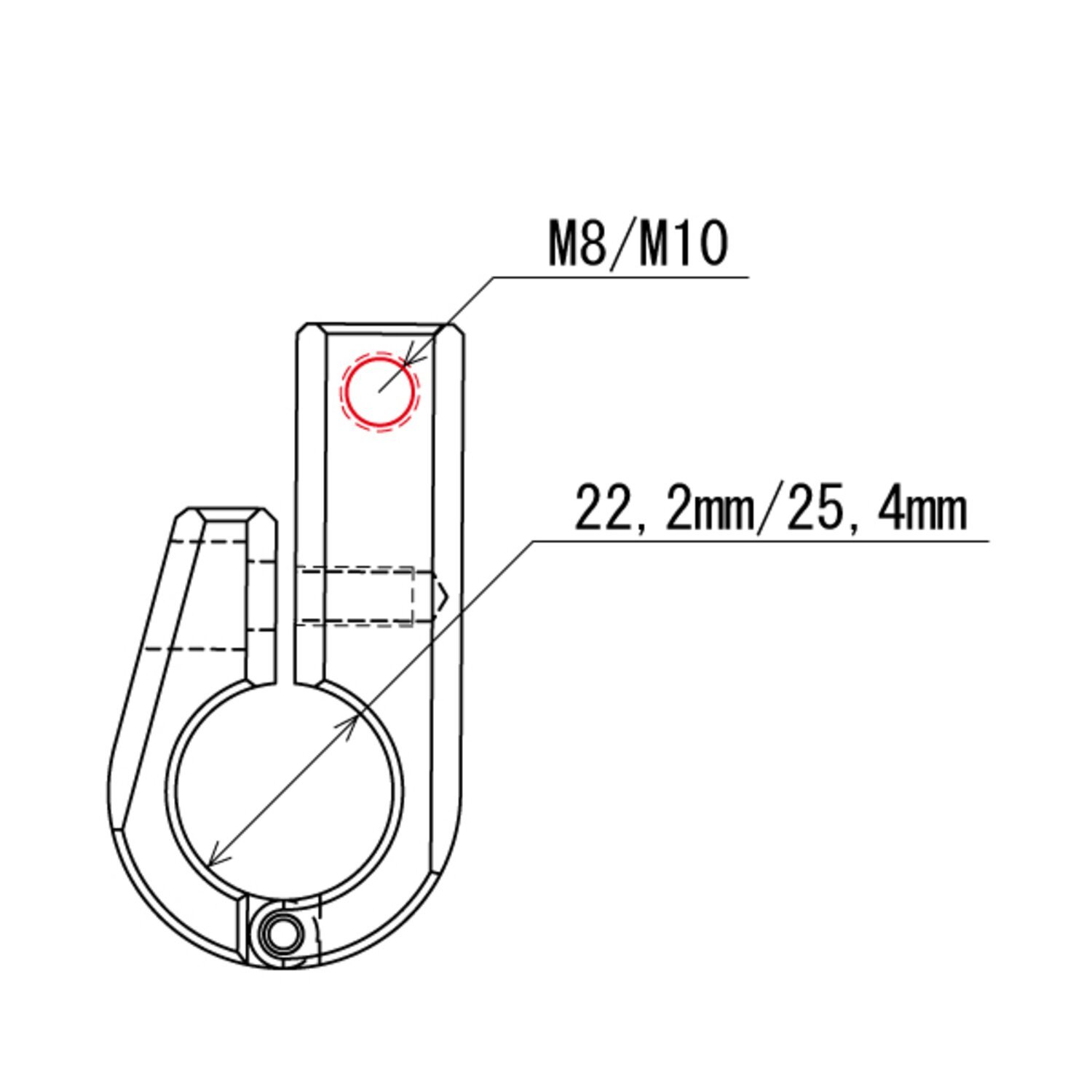 Daytona, universal bracket. Side-mount. 7/8" ID. M8 thread, Silver, Chrome