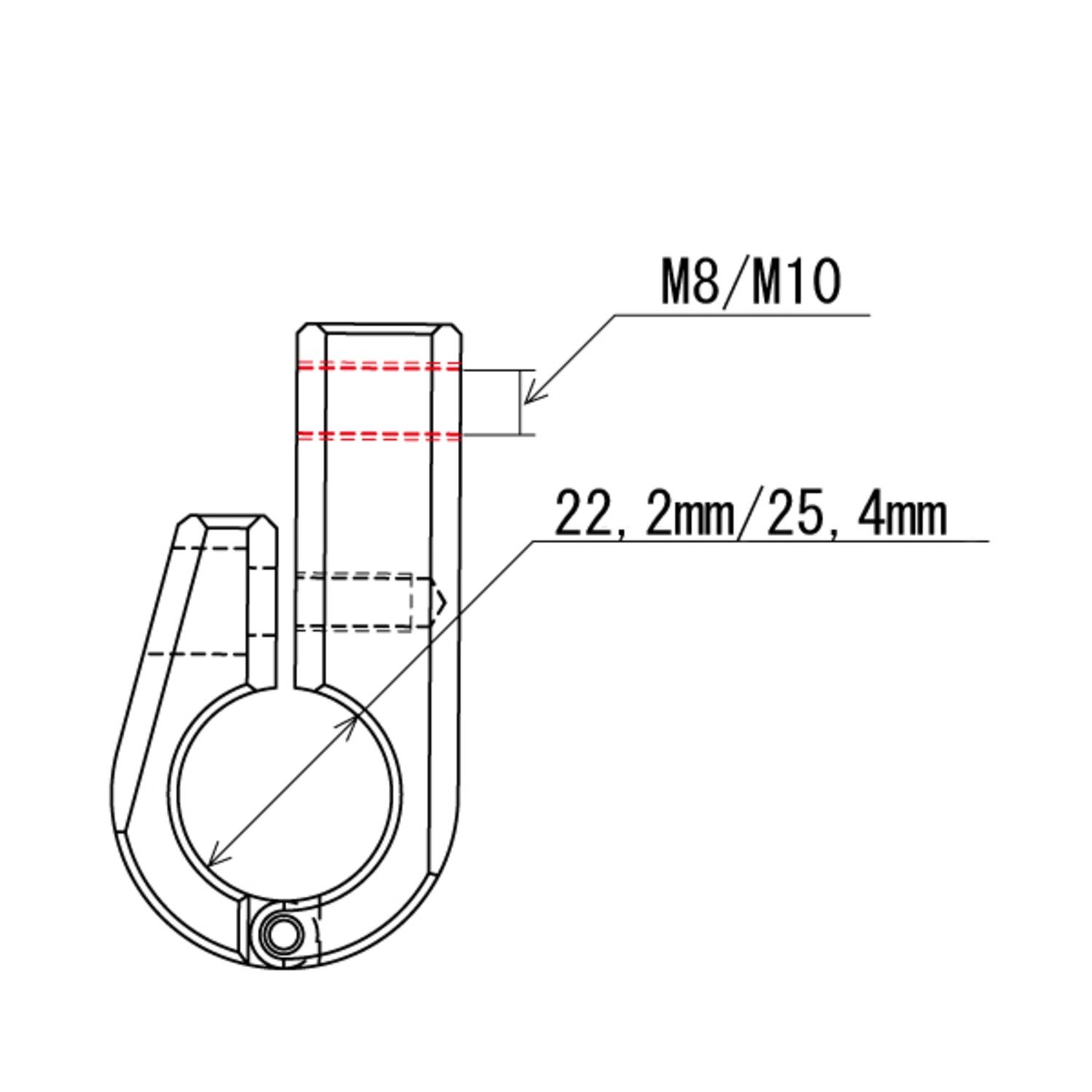 Daytona, universal bracket. Front-mount. 7/8" ID. M8 thread, Silver, Chrome