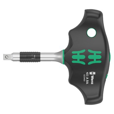 T-handle ergonomic 2-component handle with built-in 80 tooth left & right reversible ratchet with a return angle of 4.5° for quick and safe working. With 1/4" drive.
Features:
- Ergonomic 2-component handle with finger handle recesses and pleasant surface feel for very high power transmission and less fatigue
- Hole for hanging
- Comes with fine 80 teeth ratchet
- Return angle 4.5°
- Clockwise/counterclockwise reversing lever
- Fast rotating sleeve
- 1/4" socket drive
- Ball lock
- Overall length 99mm
- Handle width 99mm