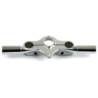 Chrome. For installing Dog Bone risers on early Springer forks with negative offset. A great solution for installing late model handlebars to early Springer forks in a classic chopper way.
Note: See 971457 for 4" Dog Bone risers.