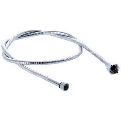 OEM style metal housing. 
Stock length. 
Used with 62-95 OEM & reproduction speedometers. 
These speedos have external male 5/8-18 threads. 
OEM replacement reference 11132-37, 11132-37R