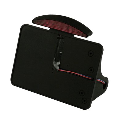 Black, for German 200x200mm sized license plate, with Arch LED taillight, side mount, 1 inch axle