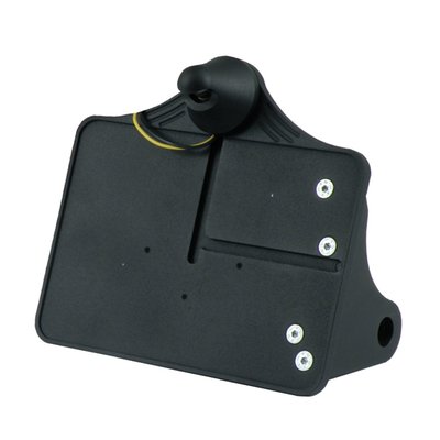 Black, for German 200x200mm sized license plate, nipple light, side mount, 3/4 inch axle