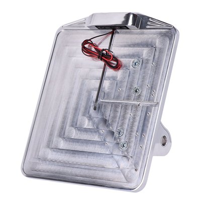 For German 180x200mm license plates. Polished aluminum. This is a side mounted license plate holder, that installs to the lower shock absorber bolt. Includes LED LargeLight license plate illumination and all required hardware for installation.