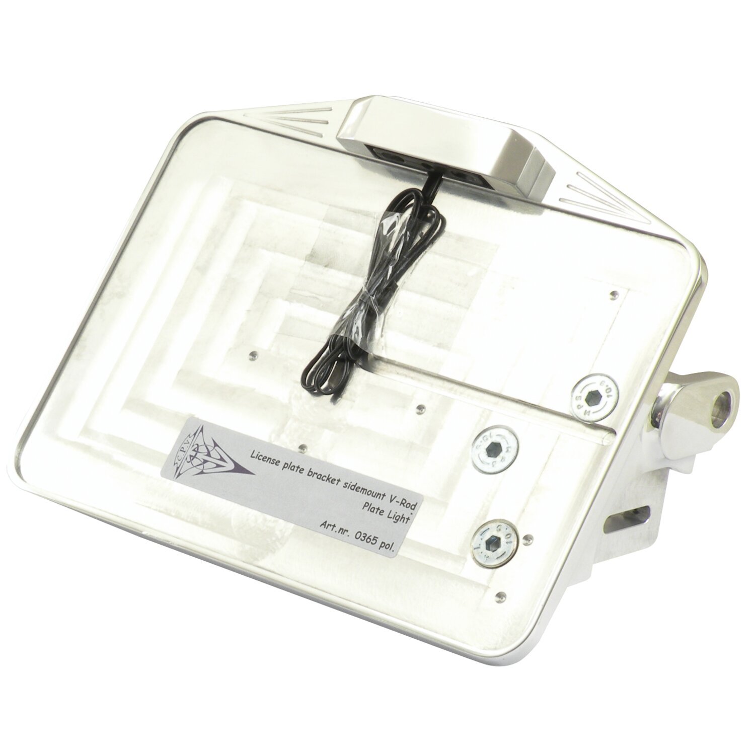 Cpv license plate bracket, Polished