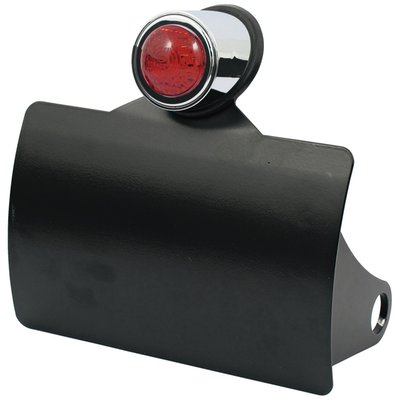 Black, no license plate illumination, with LED Old school taillight, for Holland/Belgium, side mount, on shock.
license plate brackets take 143mm x 210mm EU sized license plates.