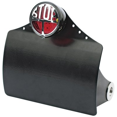 Black, pinstriping on backside, with LED Stop taillight, for Holland/Belgium, side mount, 3/4 inch axle.
license plate brackets take 143mm x 210mm EU sized license plates.
