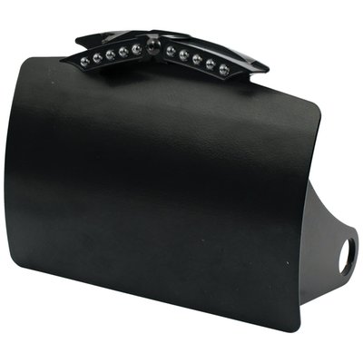 Black, pinstriping on backside, with LED X-wing taillight, for Holland/Belgium, side mount, 3/4 inch axle, no licenseplate illumination.
license plate brackets take 143mm x 210mm EU sized license plates.