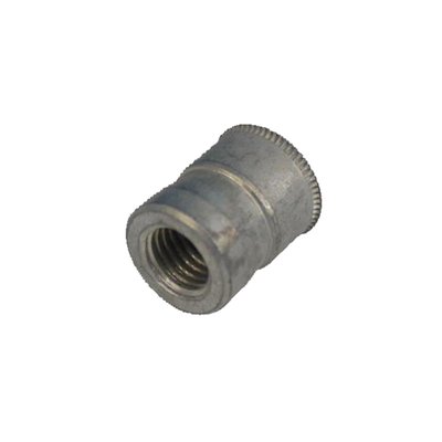 Replacement part for complete set 973105, used instead of welding a nut to a fender. Blind installation from one side. No need to remove the fender, or tire, from the bike to install a seat. No welding required to install, provides a strong and lasting threated portion to thin sheet metal. 
