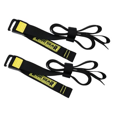 Rigg-Straps™ is a patented cam-hook design made from aircraft grade aluminum. A strap system used to strap your luggage to your bike, offering a variation of tie-down options.
Features:
- Heavy duty webbing 5ft. (60"/152cm) max length
- Loop ends for additional connection points
- Sold in pairs
- Pull force not to exceed 100 lbs (45kg)