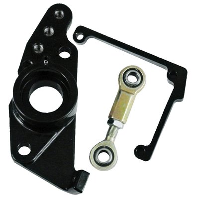 A Progressive Suspension add-on to the frame, improves handling of your Touring by keeping motor/swingarm assembly aligned with the chassis. Causes no extra vibrations. Does not influence ground clearance. Easy installation. 
- Black 
- Add-on to frame 
- Prevent sideways swingarm movement 
Note: Will not fit with OEM exhaust headers. 
Note: For replacement bearings see 974729 (female bearing link) and 974730 (male bearing link). 
