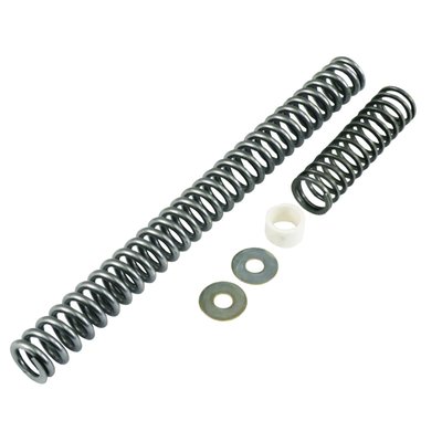 Drop your fork up to 2 inches in 30 minutes. No need to disassemble the forks, pulling the wheel or even changing the oil. The installation can be done without special tools. The Progressive Suspension shorter springs and the new secondary compensator springs makes this kit truly a drop-in installation and, in contradiction to popular belief, actually improves the ride quality. 

Note: The so called cartridge style for 02-05 FLT (excl. FLHR) damper styling in which a long tube was used, instead of the regular damper tube. After 2005 H-D returned to using regular damper tubes for all their model.