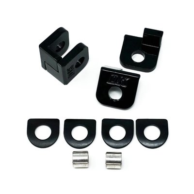 Bolt-on adapter/conversion brackets, used to convert from the stock M8 rider peg mount to the traditional H-D male mount. This way you will have the enormous choice in foot pegs that are available in the traditional H-D male mount foot peg designs. 
- Compatible with all H-D traditional male mount foot pegs 
- CNC steel construction 
- Black powder coated finish 
- Complete with all mounting hardware 
- Easy bolt-on installation