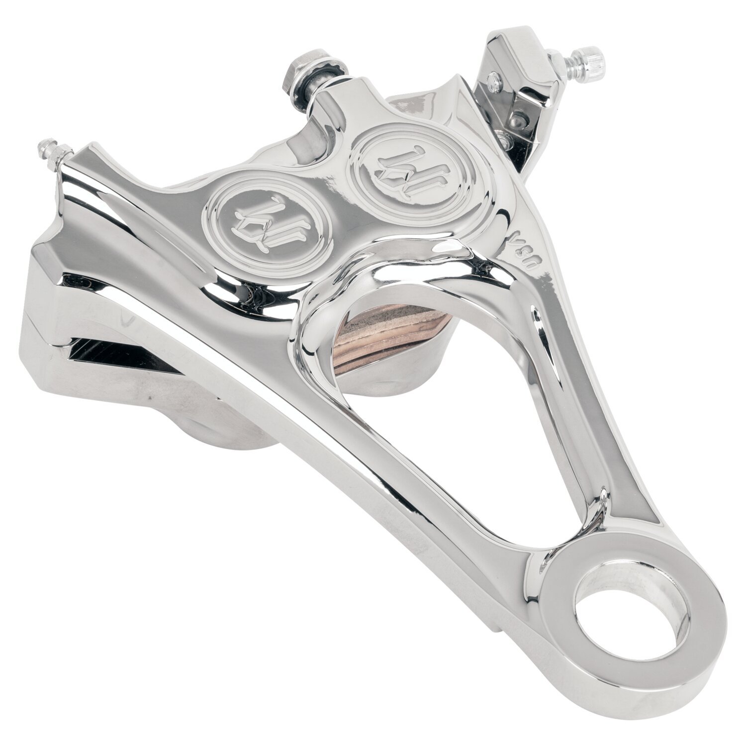 PM, 4-piston one-piece caliper/bracket, rear, Chrome