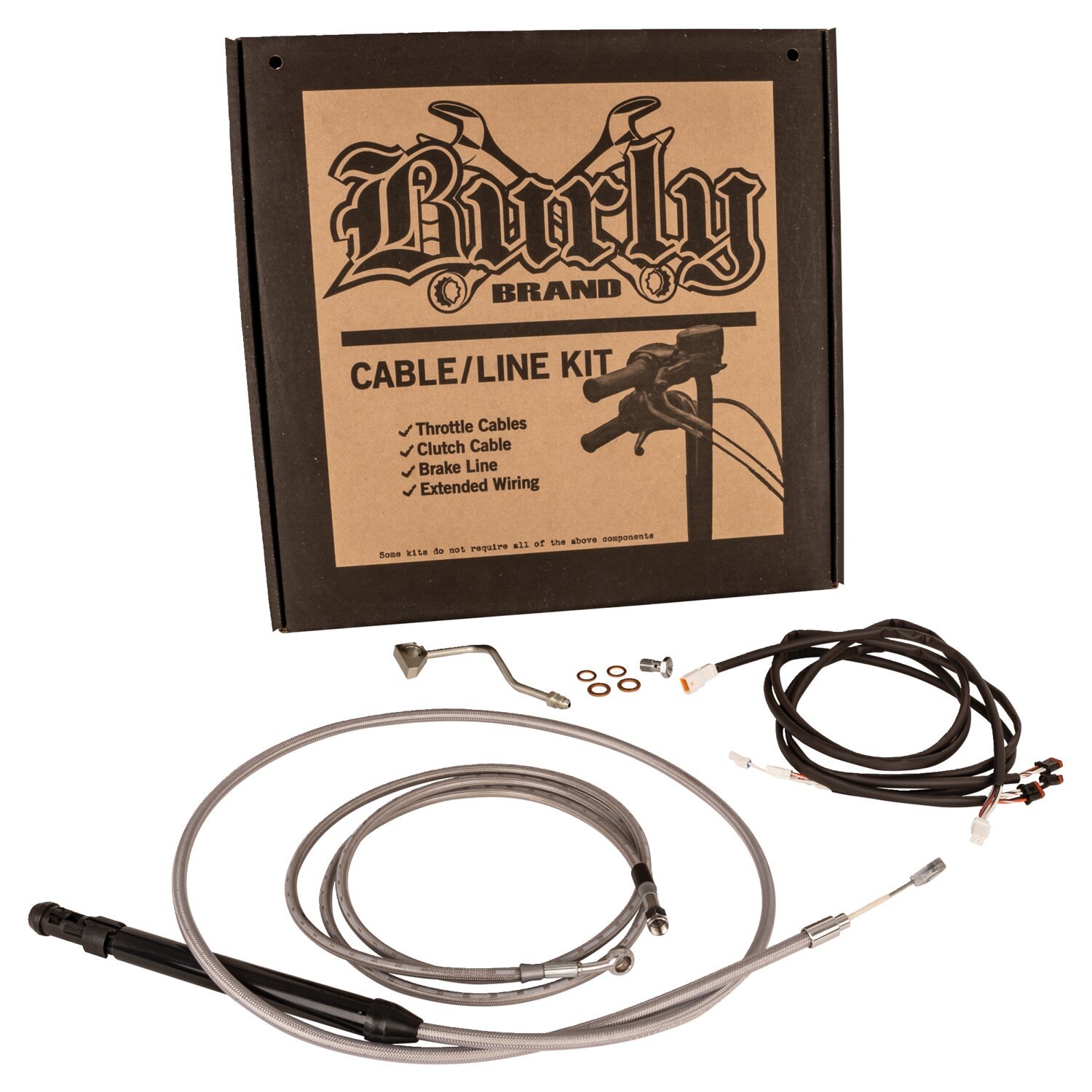Burly, Apehanger Cable/Line Kit 16". Stainless