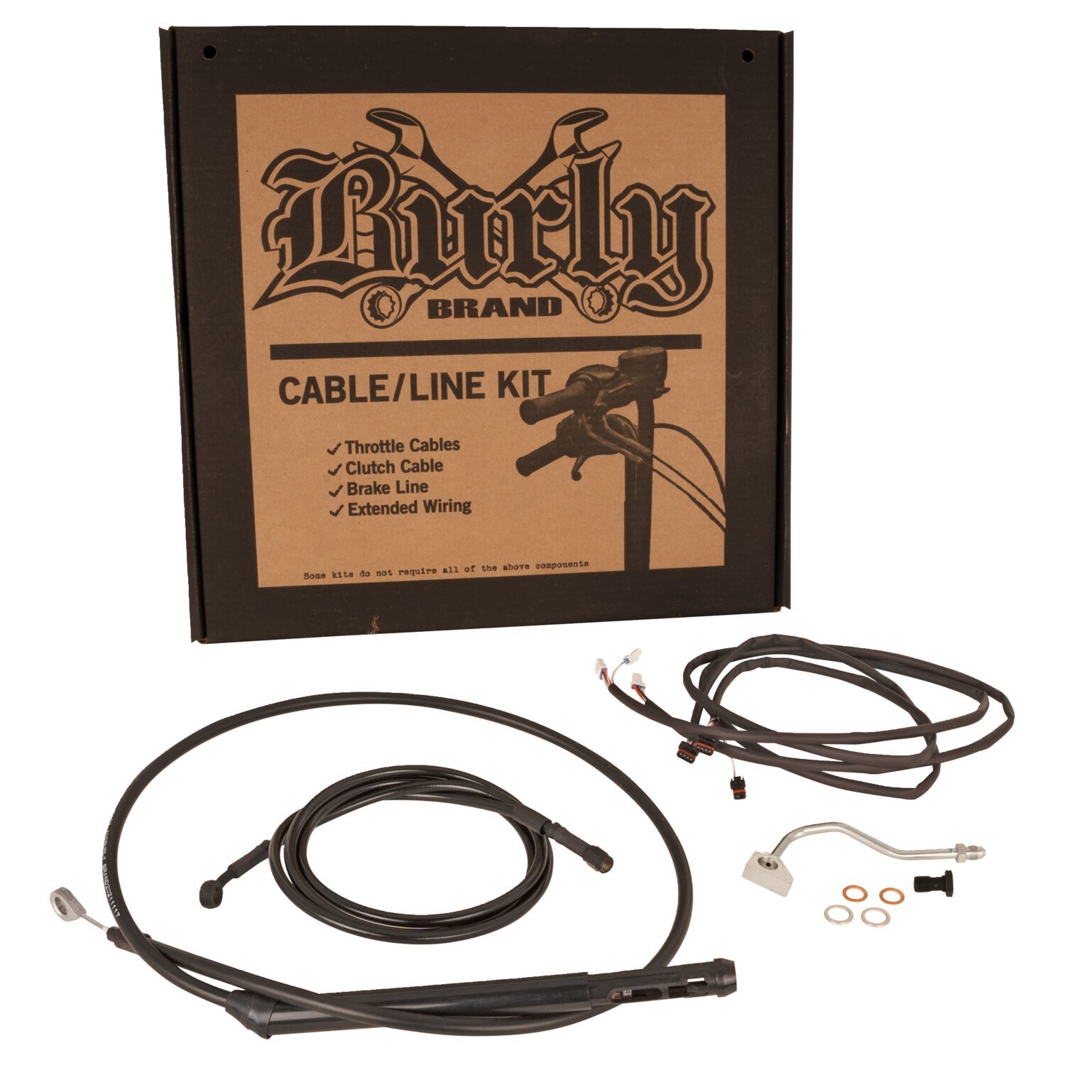 Burly, cable/line kit. For 13" Bagger bars, Black