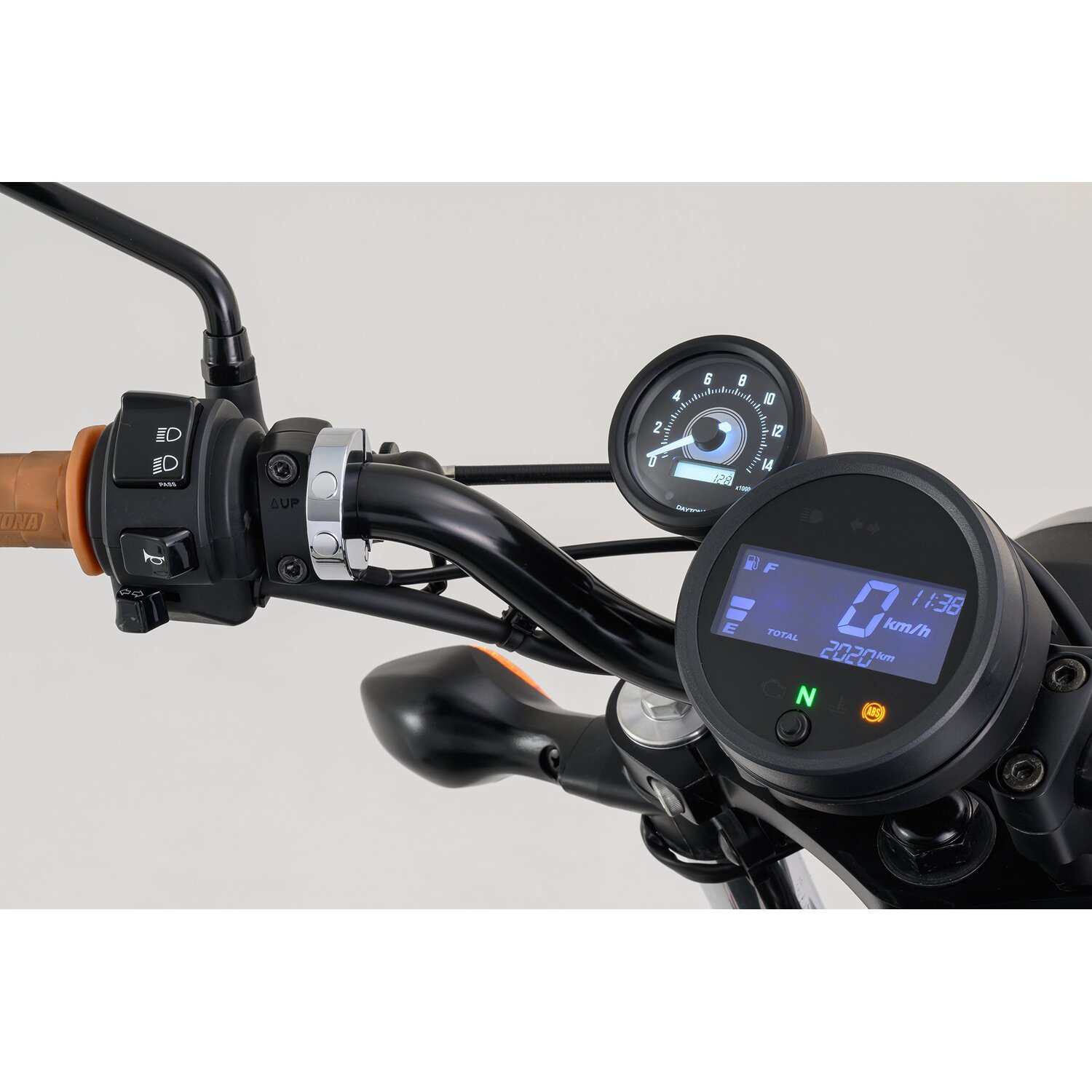 Daytona, dual button speedo handlebar switch, Silver, Chrome