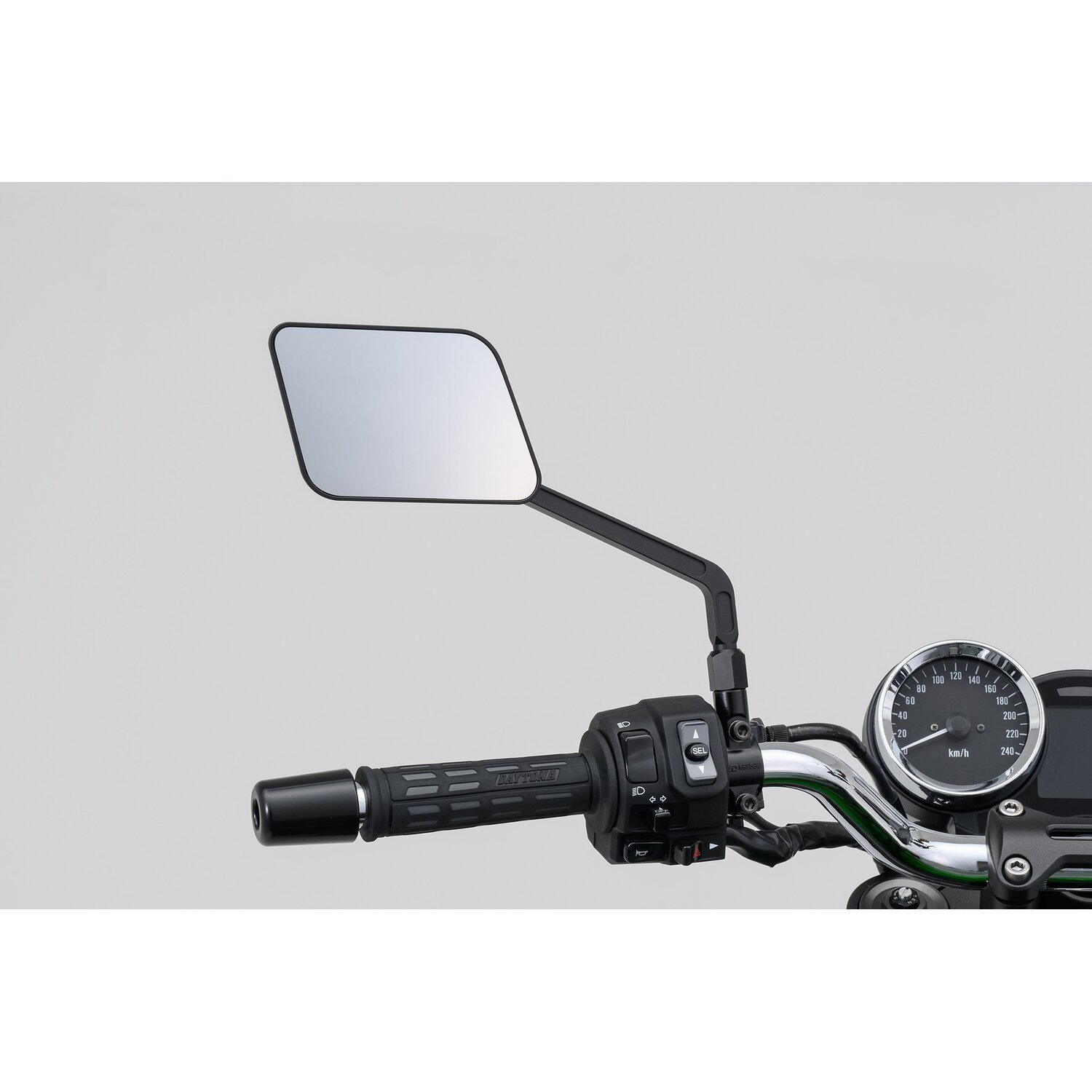 Daytona, D-Mirror-20, Flat Mirror. Square. Black. Left side