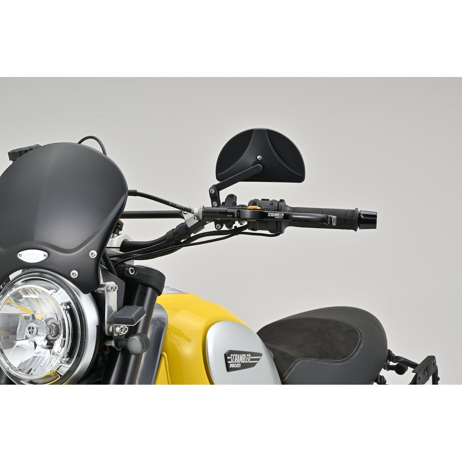 Daytona, clamp-on D-Mirror-19 Half Moon. Black. L&R