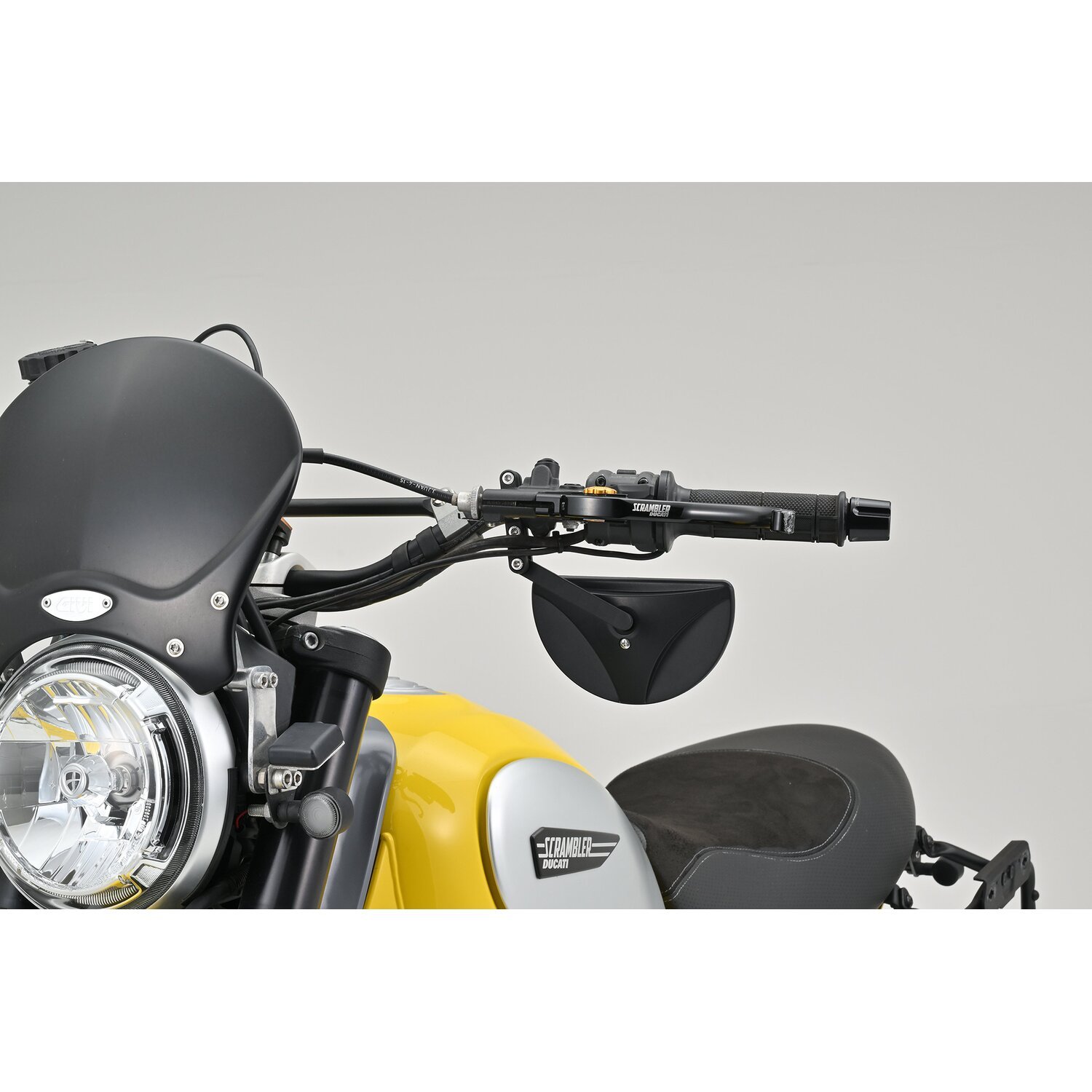 Daytona, clamp-on D-Mirror-19 Half Moon. Black. L&R