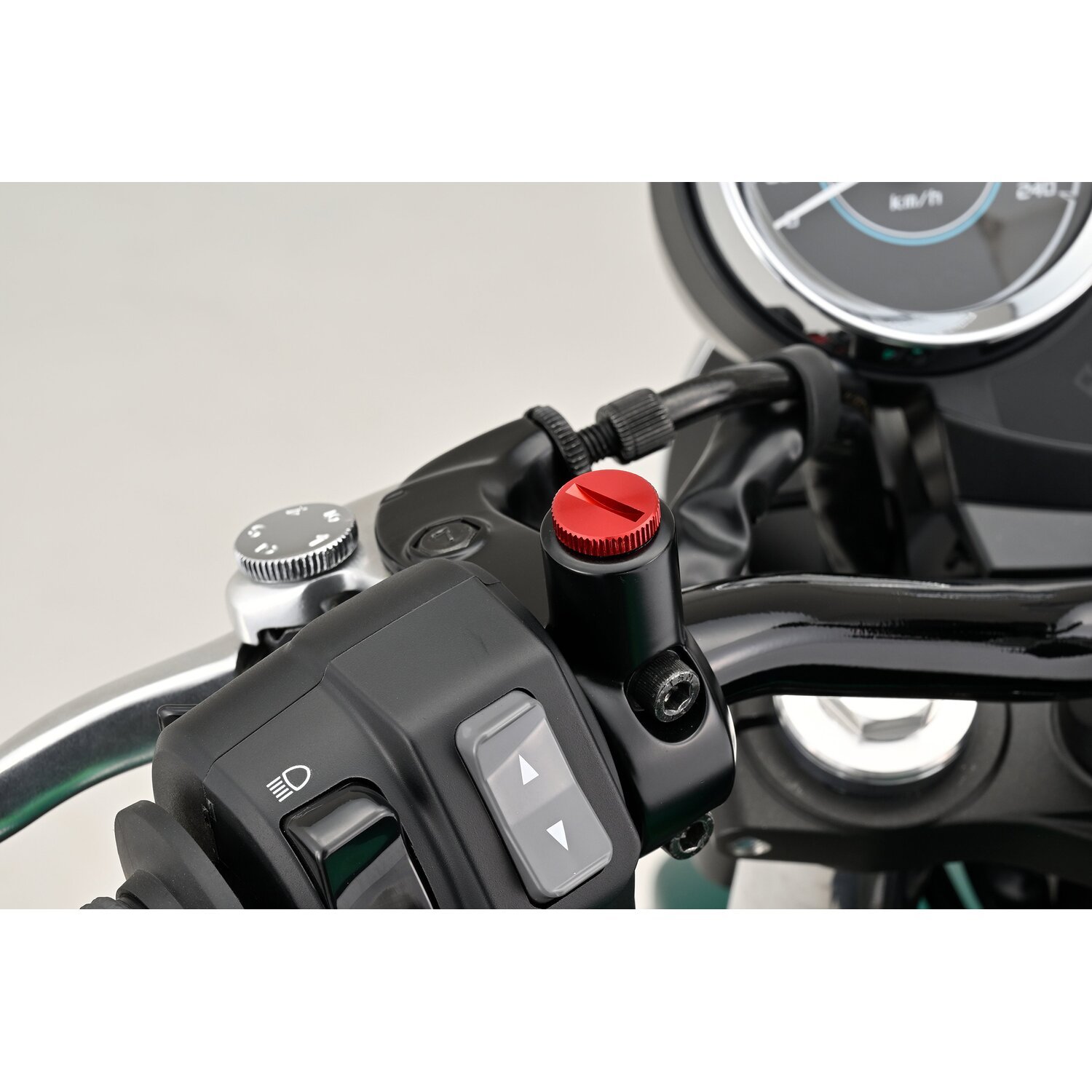 Daytona, mirror hole plug. Red. RHT, Polished