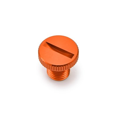 M10 x 1.25 LHT / Left Hand Threaded (counter clock wise tightening). 
- Used to plug the hole in the handlebar clamp when the mirror is removed 
- Aluminum 
- Anodized finish