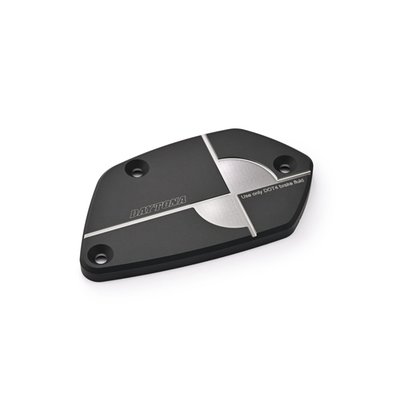 CNC-machined aluminum master cylinder tank cap in a double black & gray anodized finish. Re-use the OEM gasket / diaphragm. 
- Black / Gun-metal gray 
- Double anodized finish