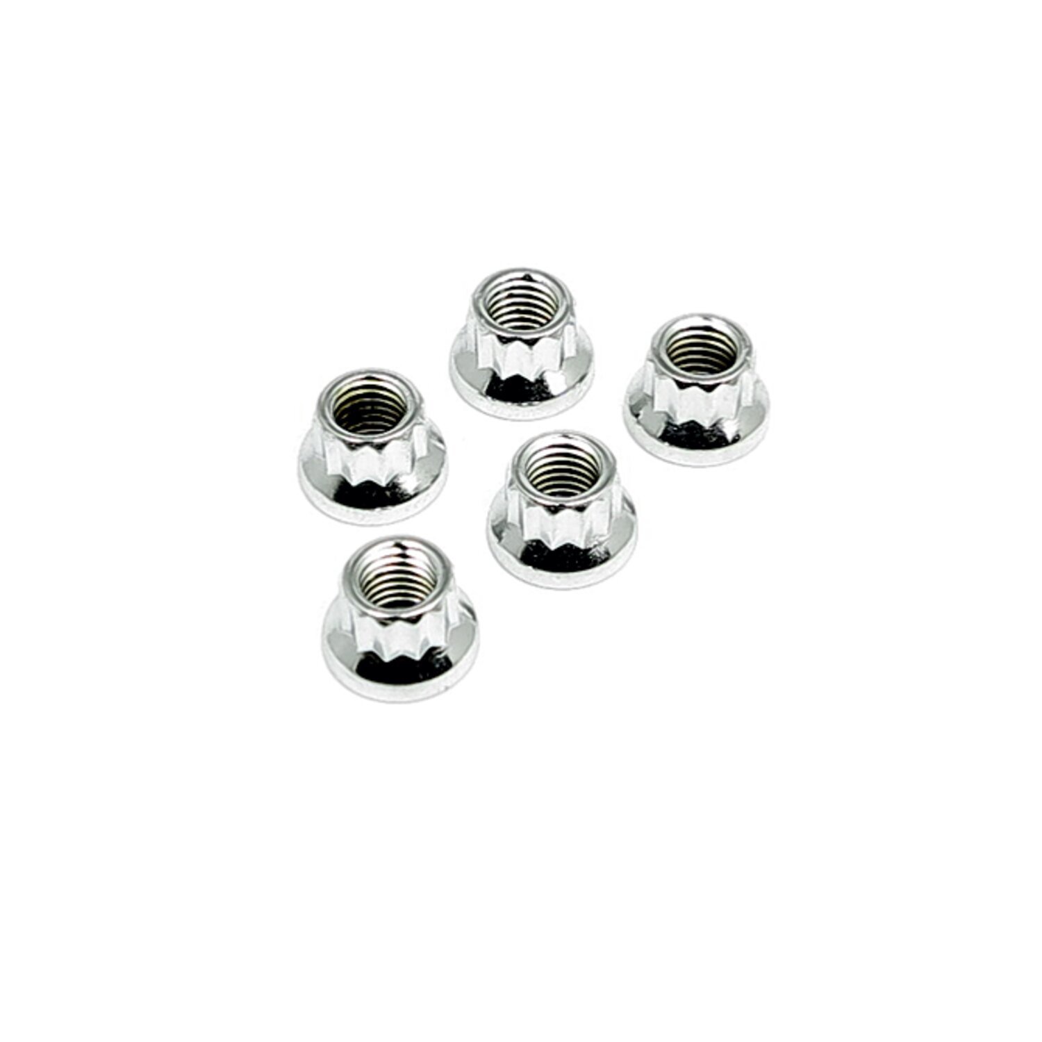 Chrome 12 point nut, 1/4-28 - 25 pack, Silver