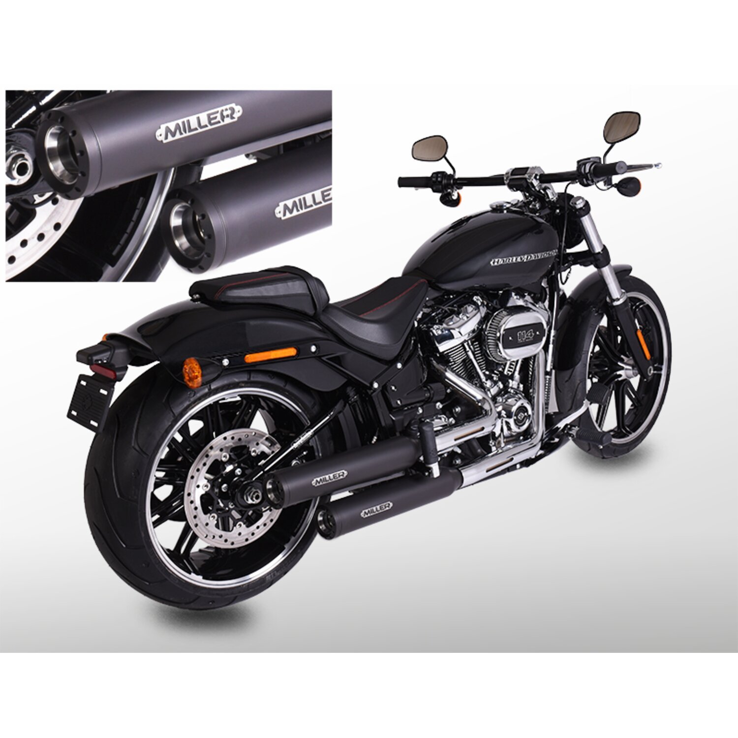 Miller, Destiny slip-on mufflers. Euro 5. Matte black