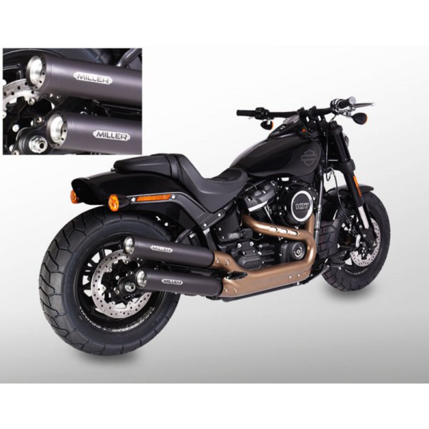Miller, Independence slip-on mufflers. Euro 4. Matte black