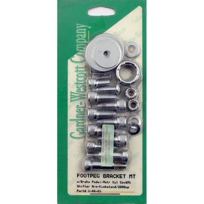 Chrome plated. Allen head (socket head) bolts. 
Includes both sides with brake pedal mount and master cylinder cover screws, shifter arm and kickstand mount.