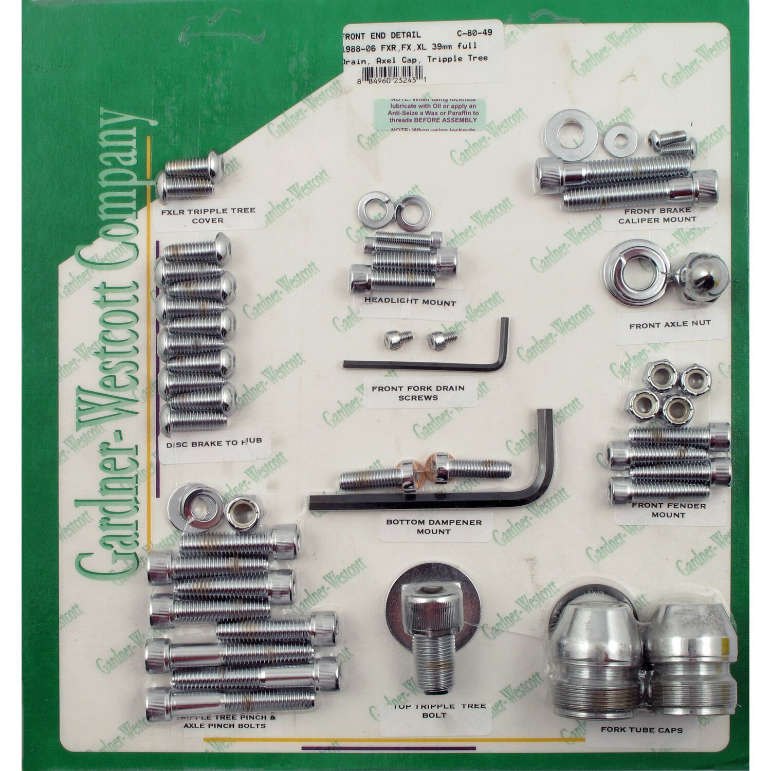 Gardner-Westcott, 39mm front end detail kit, Chrome