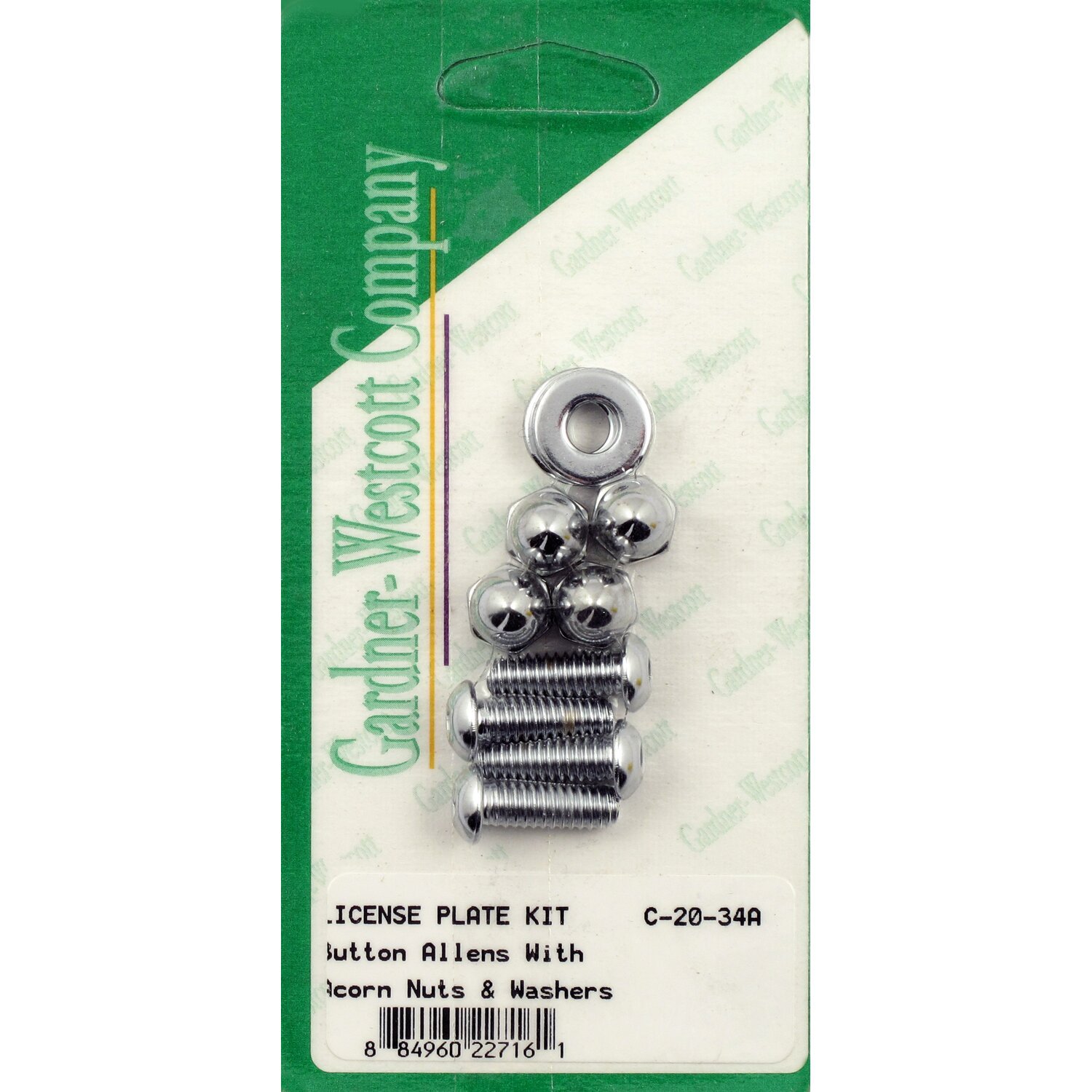 License plate to bracket mount kit. Chrome. Acorn, Silver