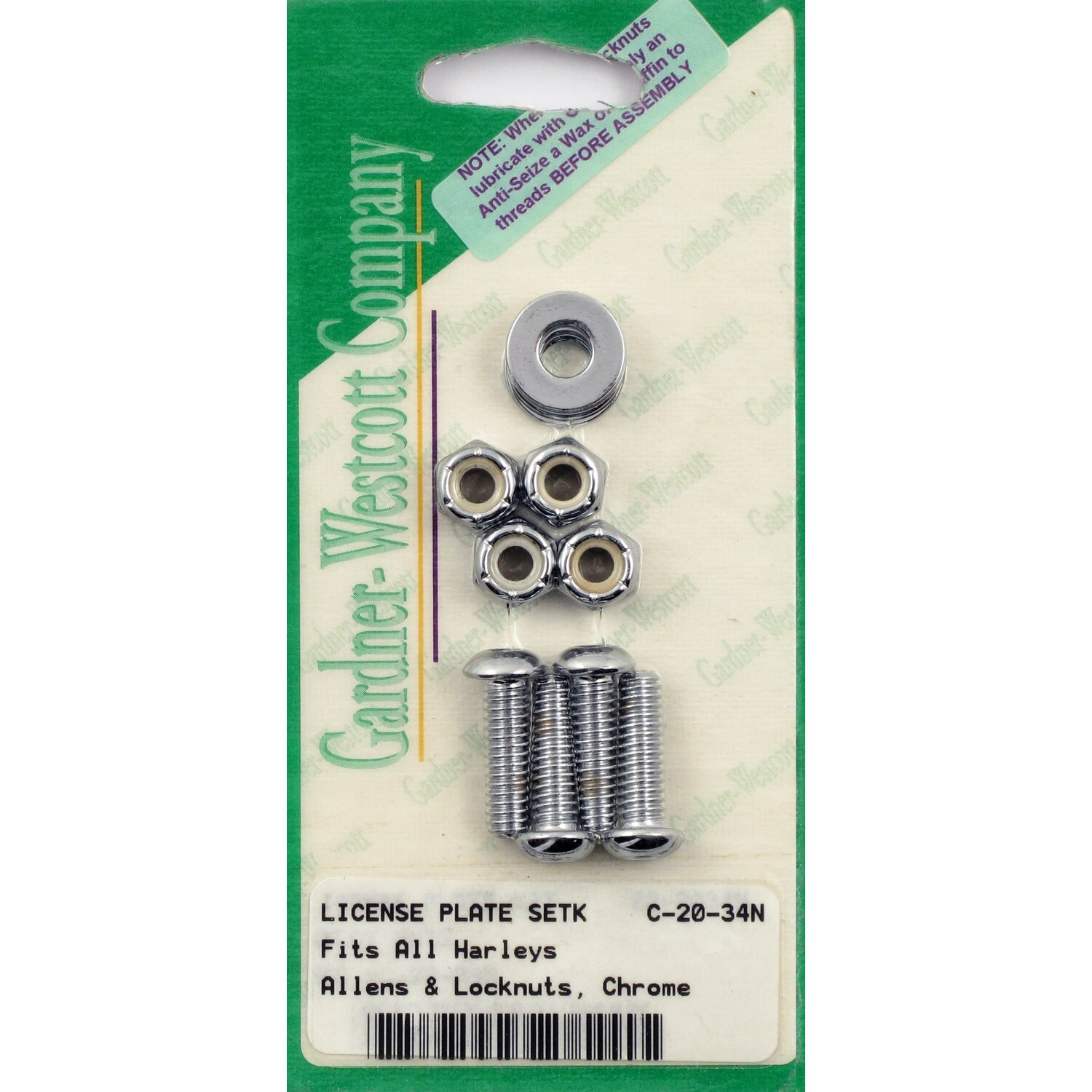 License plate to bracket mount kit. Chrome. Lock nuts