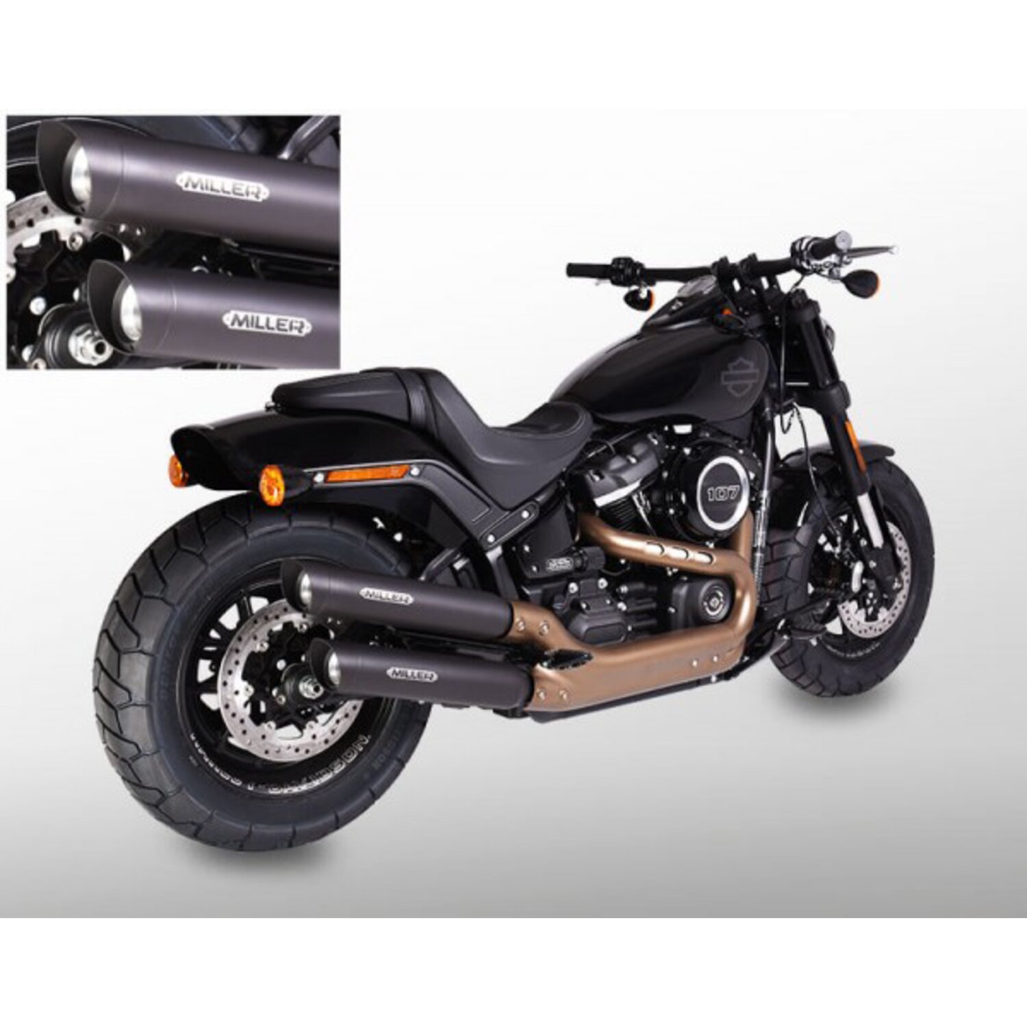 Miller, Independence slip-on mufflers. Euro 4. Matte black