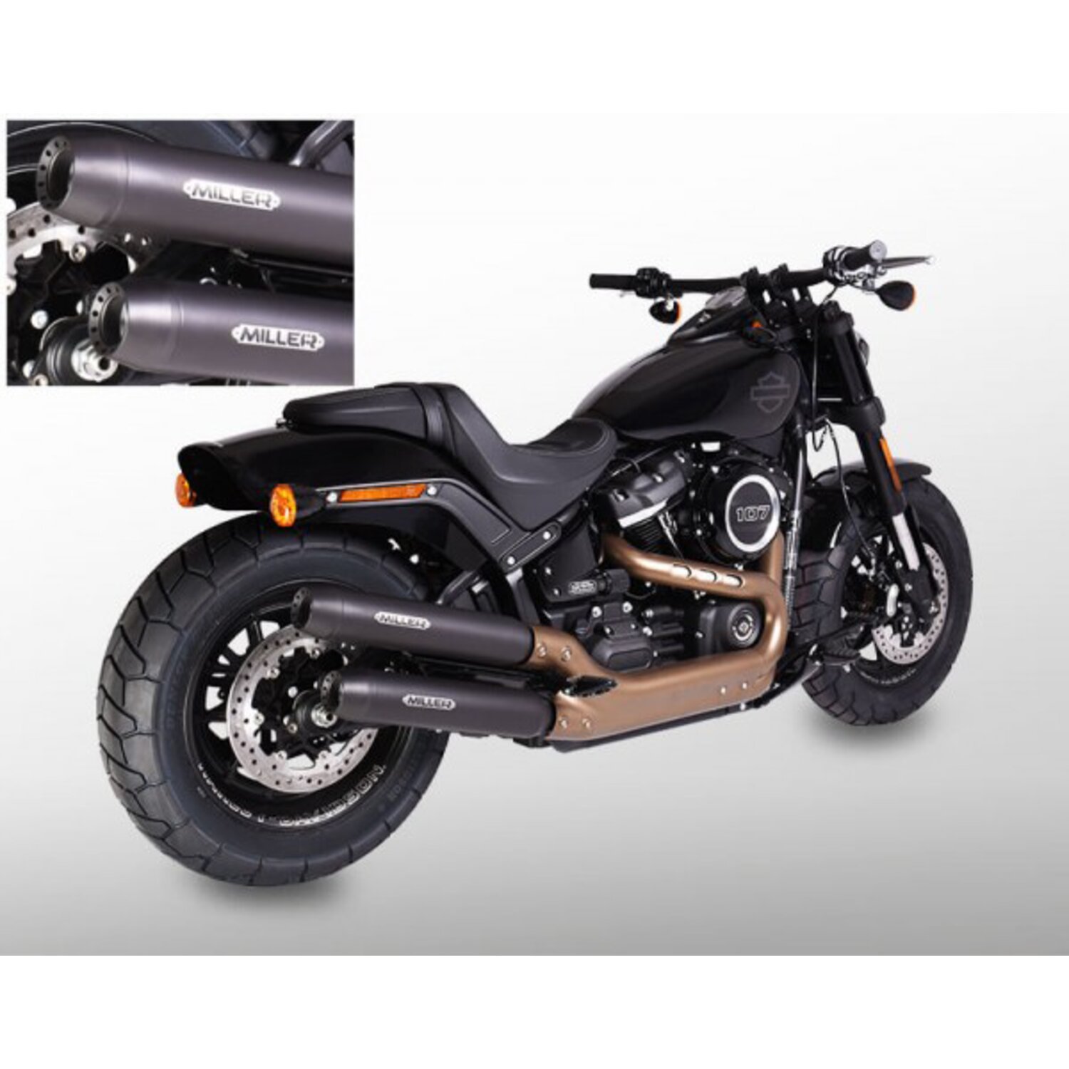 Miller, Independence slip-on mufflers. Euro 4. Matte black