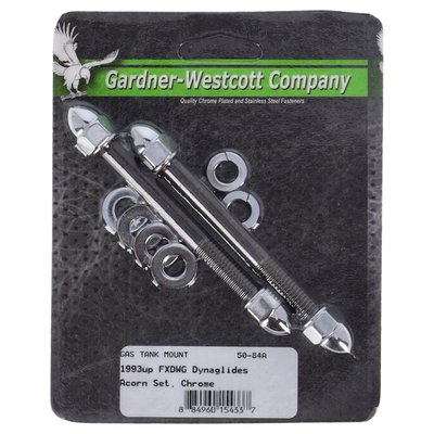 Fuel tank mount kit with studs and chrome plated Acorn nuts
Includes dash panel mounts. 
Replaces amongst others 3427 + 3530 bolts. 