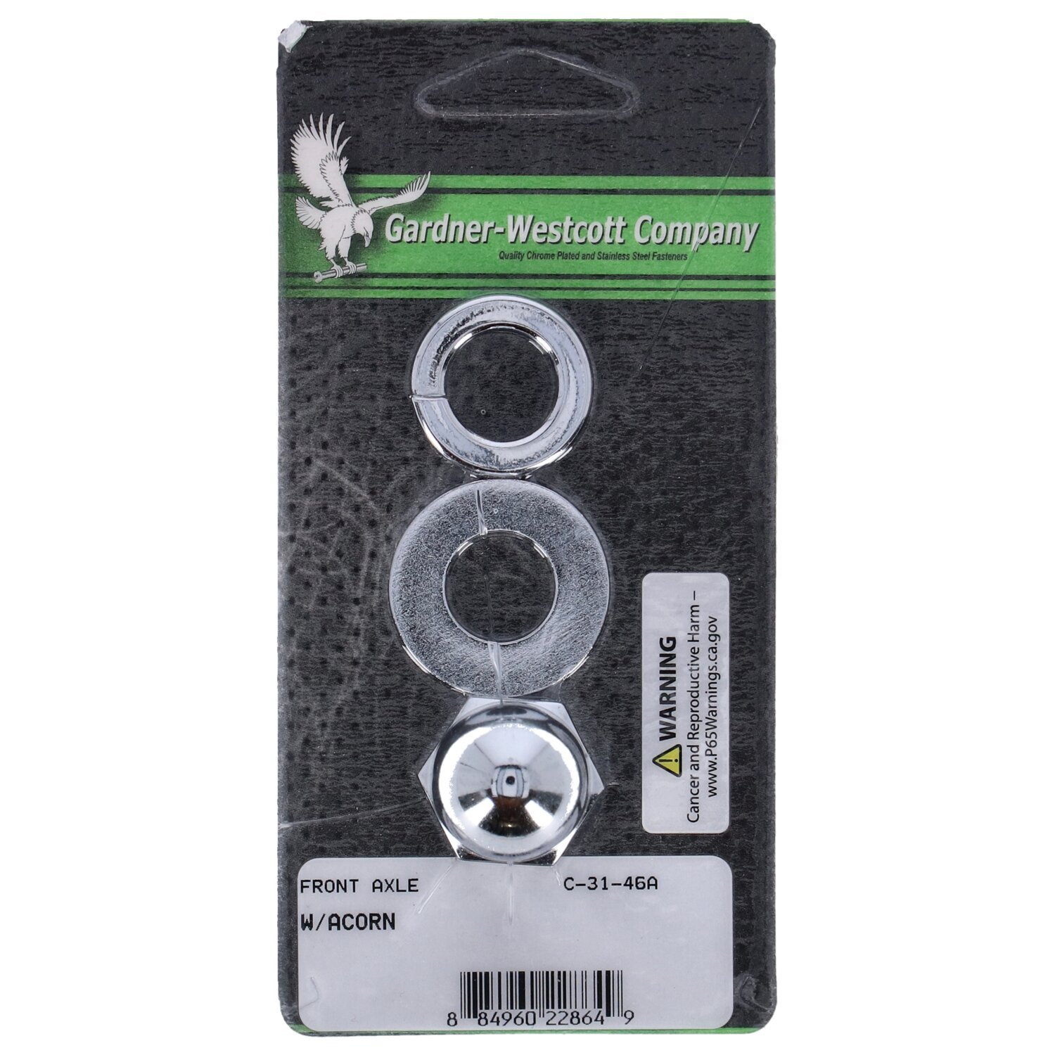 Front axle nut kit acorn, Chrome