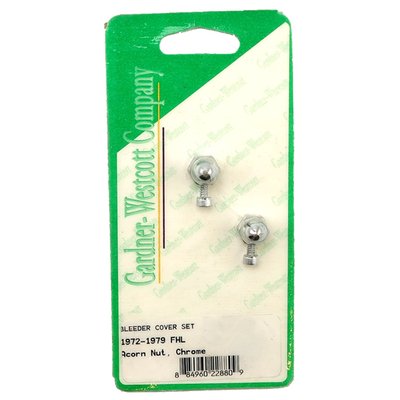 2x 1/4". Chrome plated. Fits over the bleeder screws. Secures with an allen set-screw.