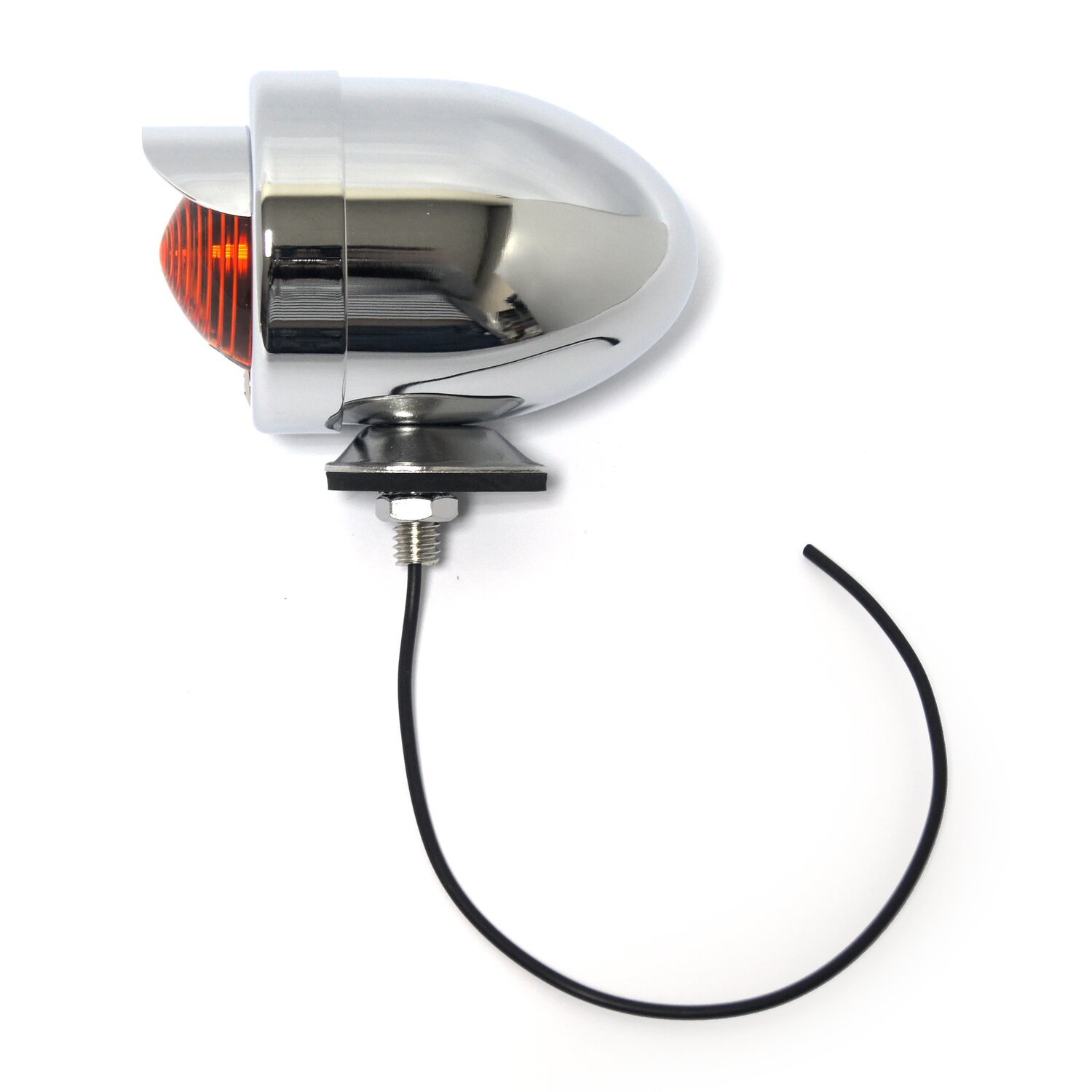 Bullet marker light. chr. Amber lens. SF. stud mount. visor, Yellow, Chrome