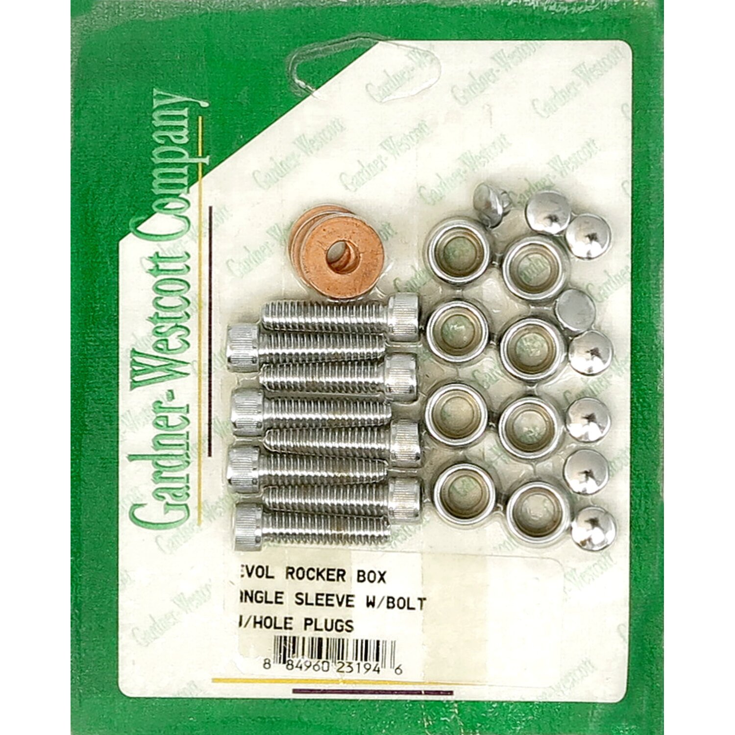 GW, rocker box top bolt kit. Allen, Silver, polished, Chrome