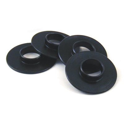 Chromoly. Dimensions: .080" thick, .585" I.D. and 1.500" O.D. Jims chromoly lower collars are custom machined to prevent harmonic vibrations in the springs caused by the lower collar moving in the head. Compatible with OEM parts. Will fit as a replacement for OEM 18222-83.