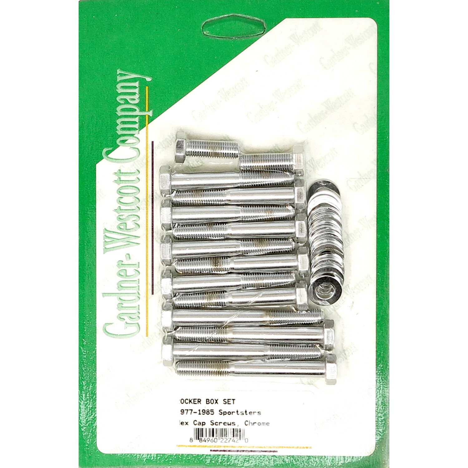 GW, Sportster rocker box bolt kit. Hex, Silver, Chrome