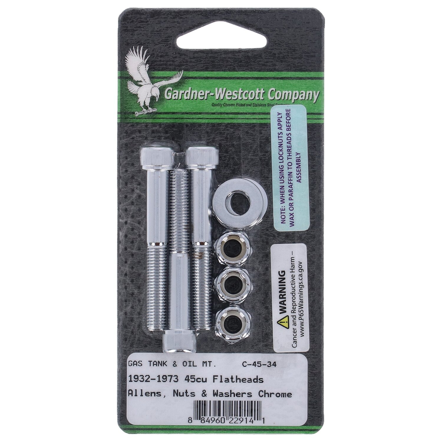 Gardner-Westcott, gas tank & oil tank mount kit. Allen head, Chrome