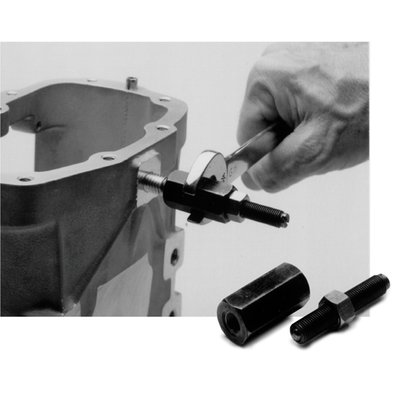 Used to install bottom transm. case mount studs in stock and all aftermarket transmission cases